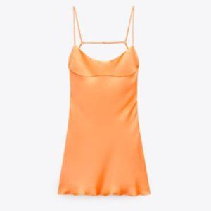 Orange Satin Mini Dress